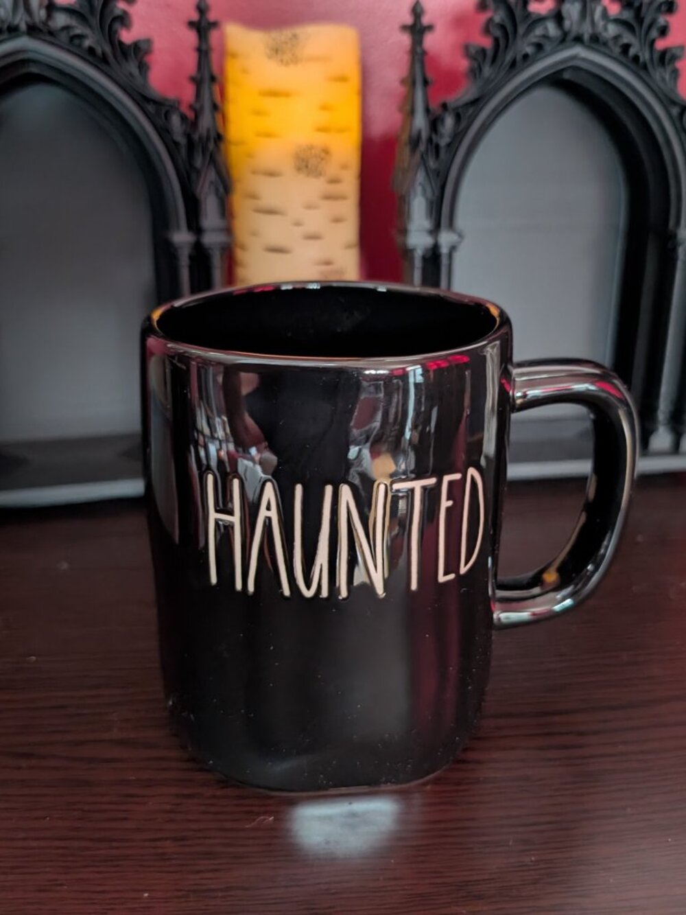 Rae Dunn HAUNTED Halloween Mug Black Gloss New